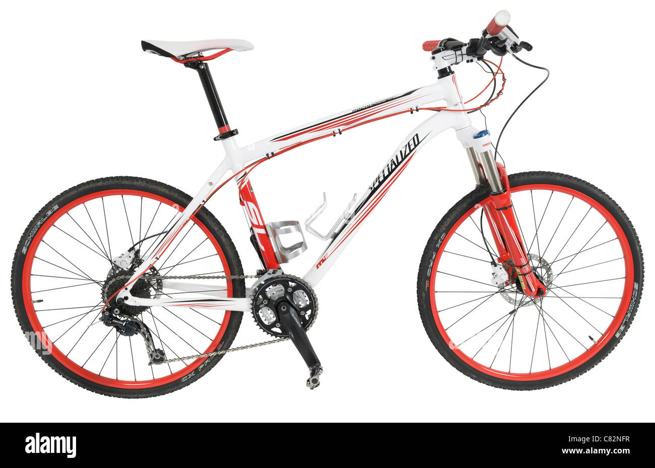 Hardtail mountain bike su sfondo bianco Foto Stock