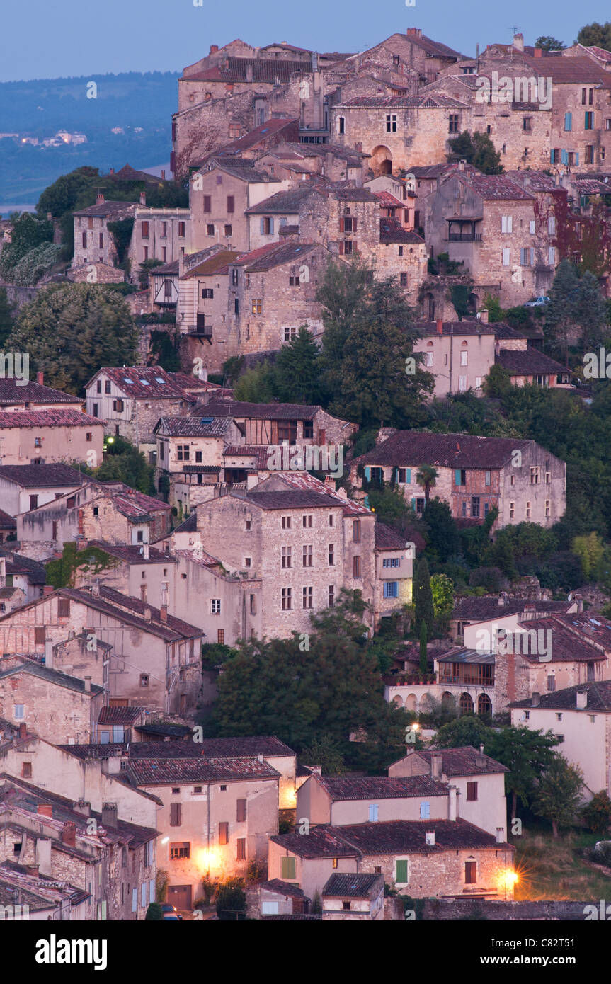 Bastide Hill Top città di Cordes sur Ciel, Tarn, Midi-Pirenei, Francia Foto Stock