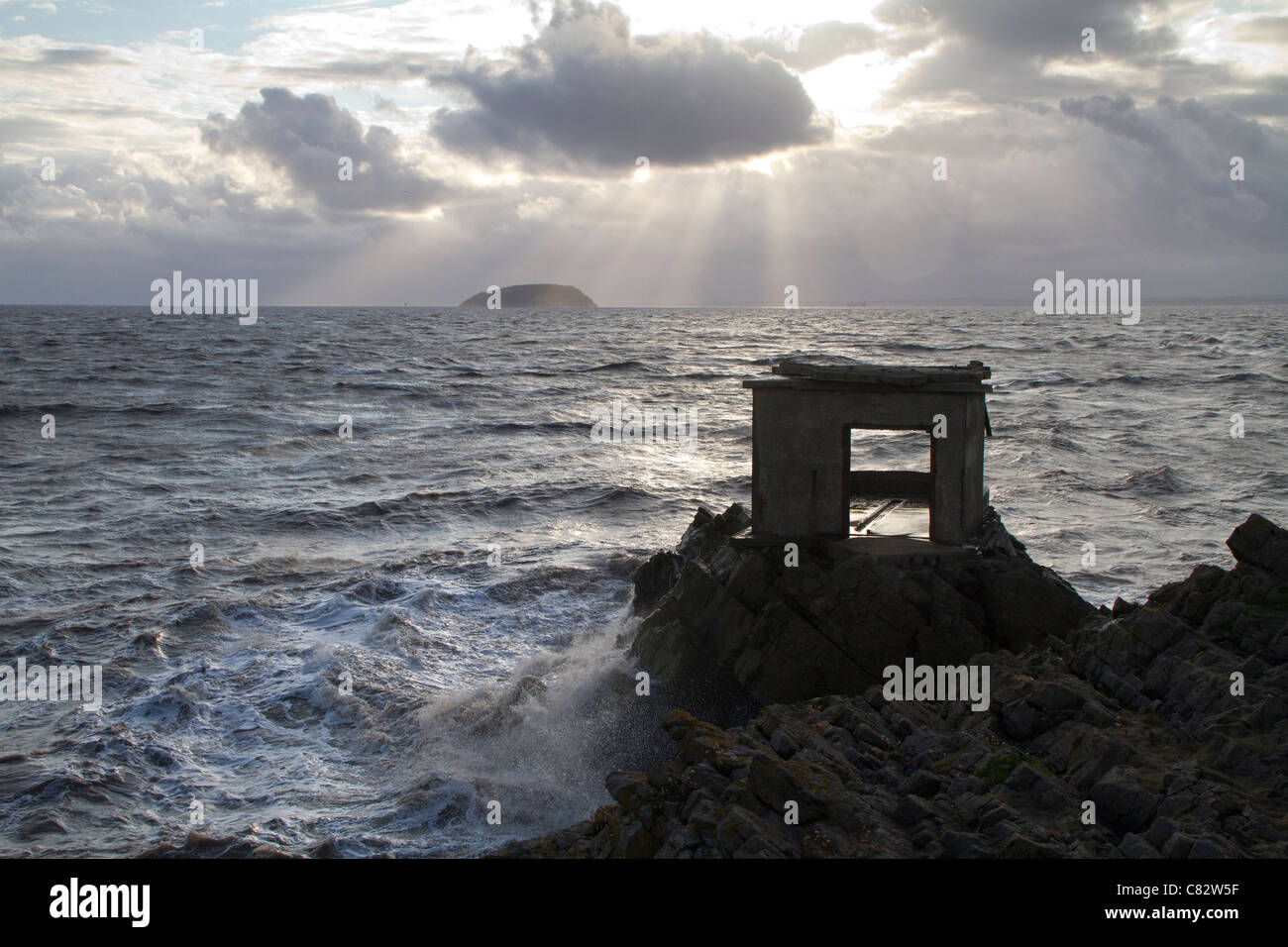 La fine di Brean giù, in Severn Estuary. Foto Stock