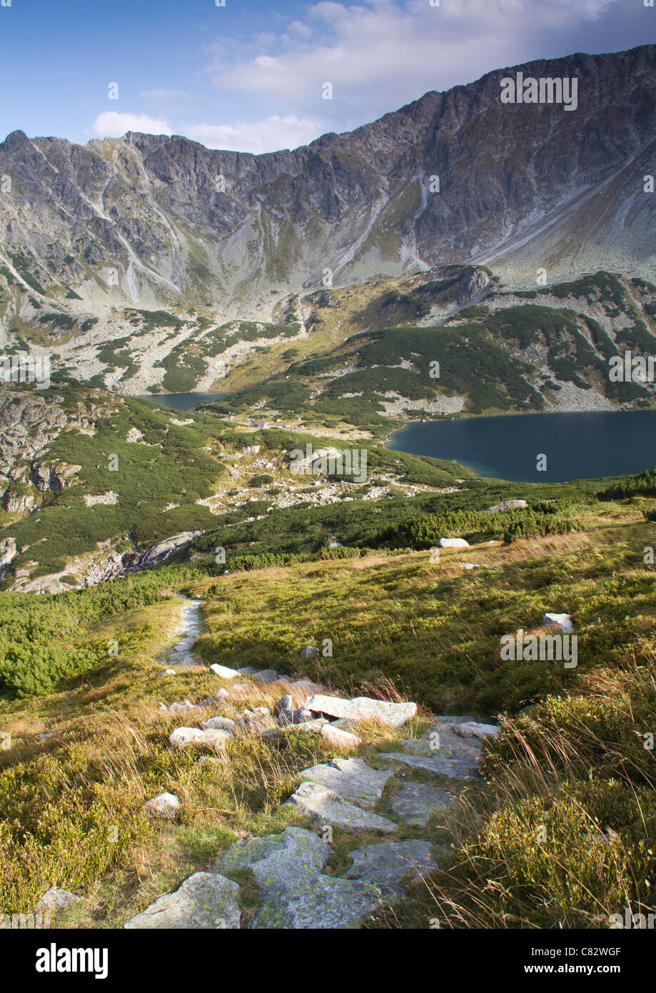 Percorso verso la valle di 5 laghi della Tatra polacchi. Foto Stock