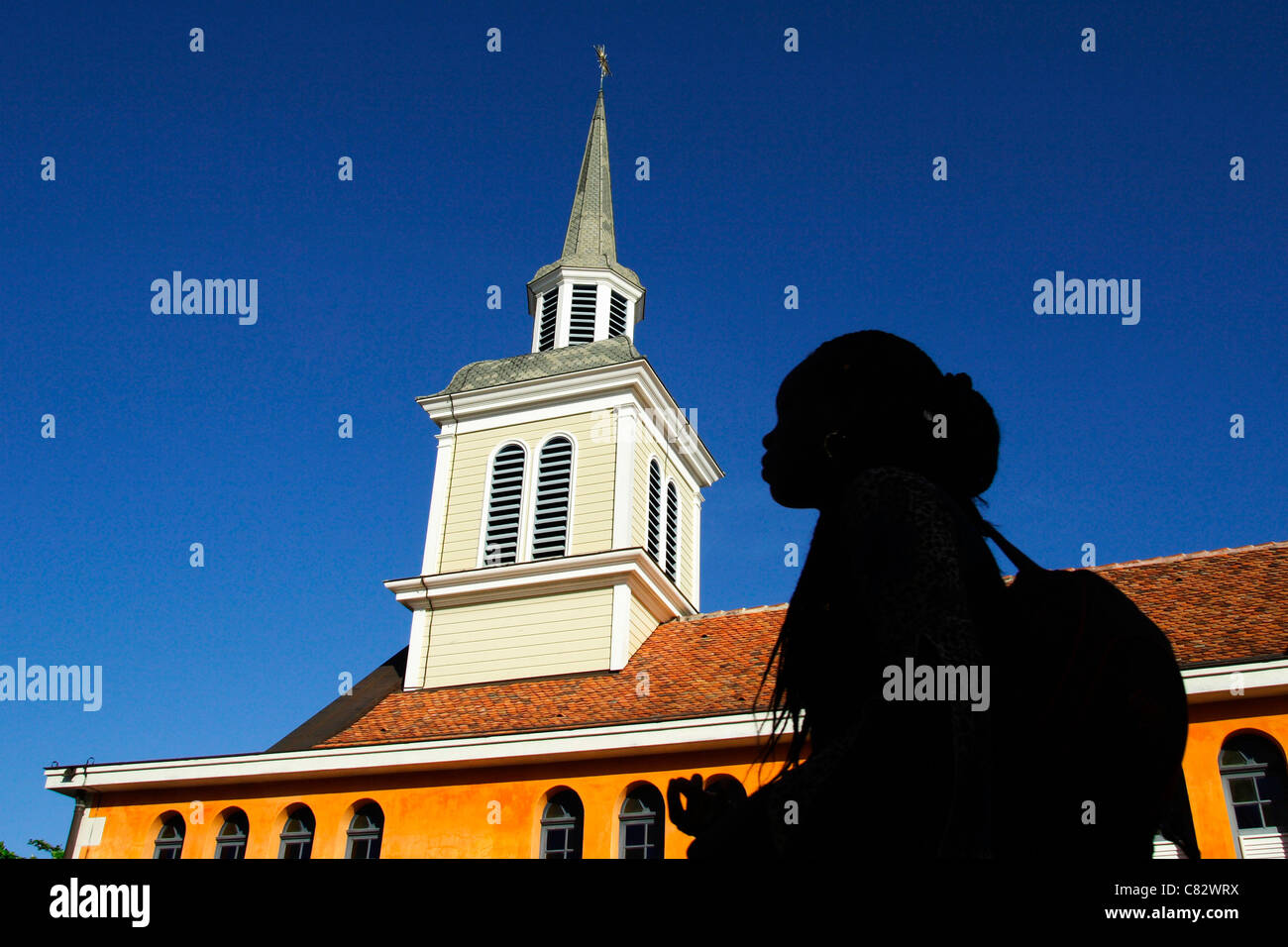 La chiesa di Trois Ilets in Martinica, isola dei Caraibi. Foto Stock
