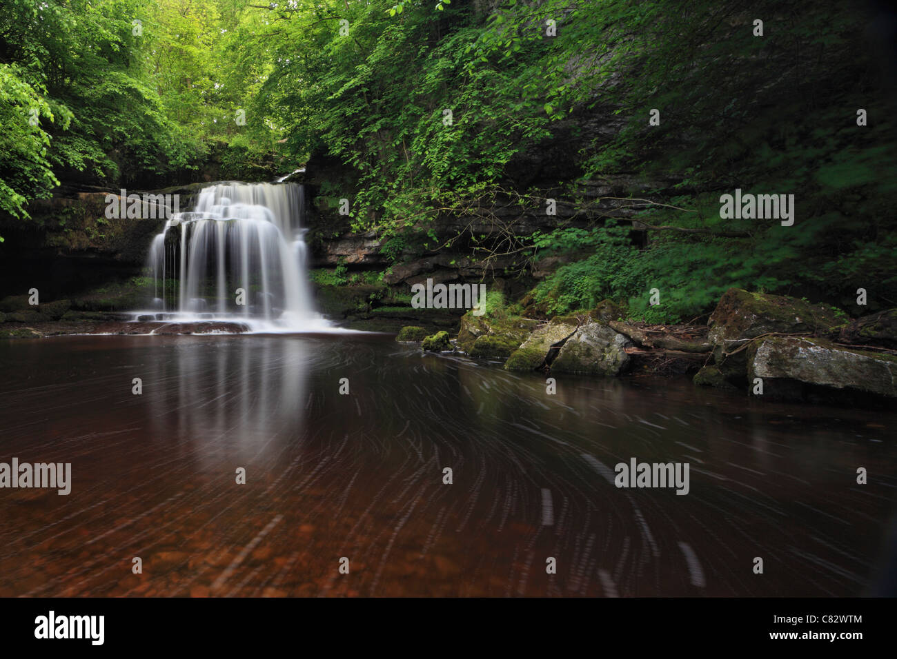 La pittoresca cascata noto come Forza calderone di West Burton, Yorkshire Foto Stock
