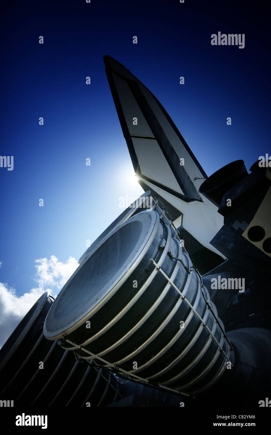 Close up space shuttle propulsore, Kennedy Space Center, Florida, Stati Uniti d'America Foto Stock