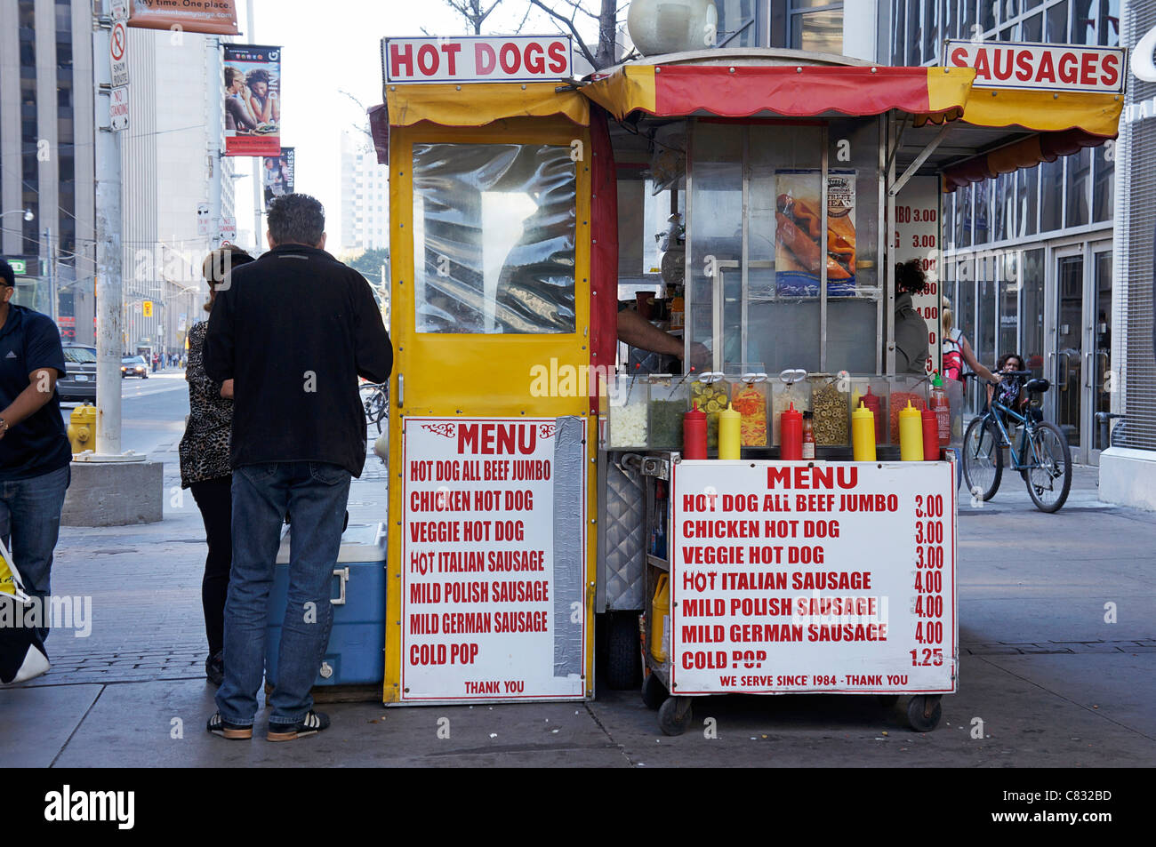 Hot Dog Vendor, Stand Foto Stock