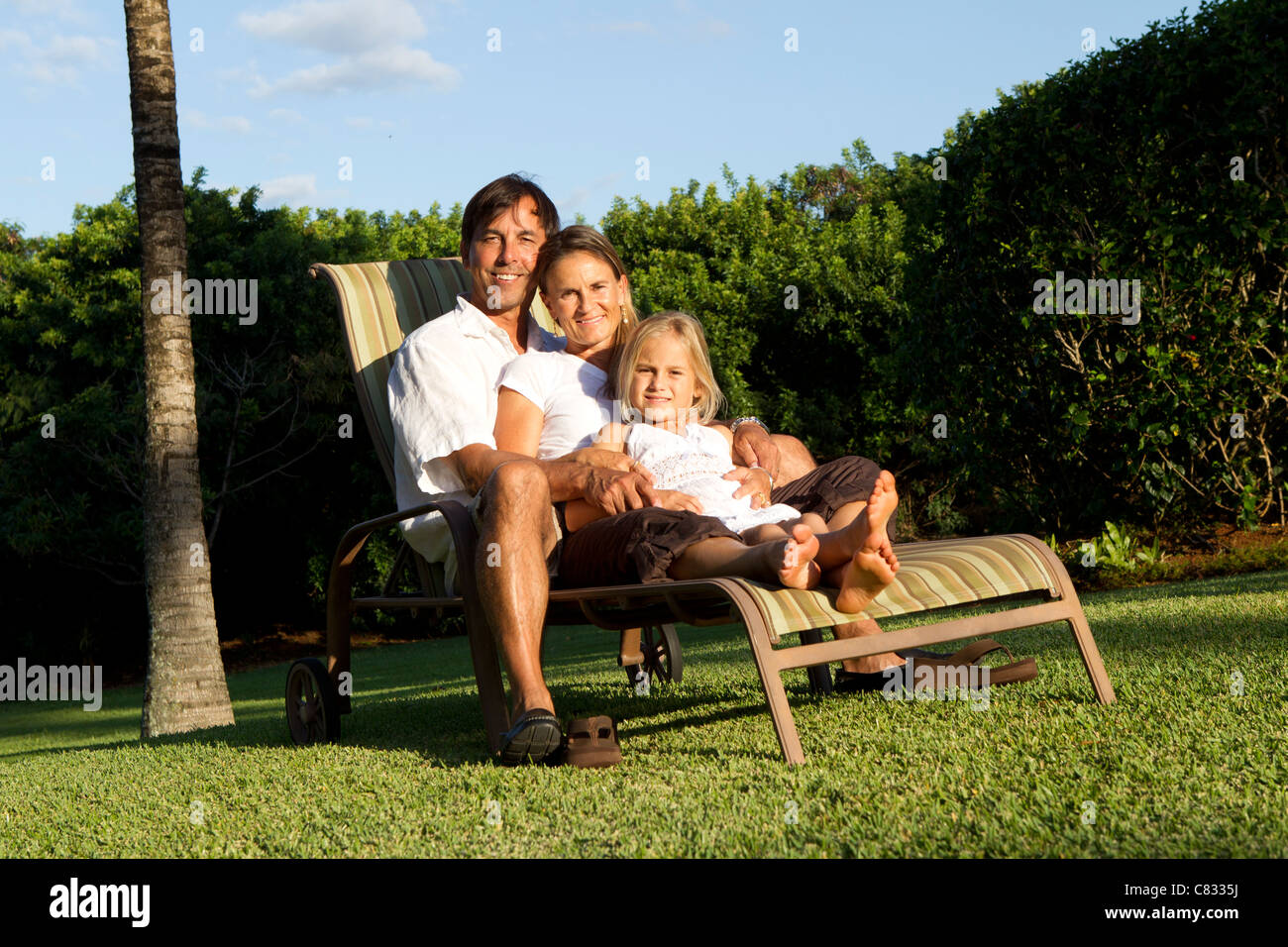 Una famiglia in vacanza a Maui. Foto Stock