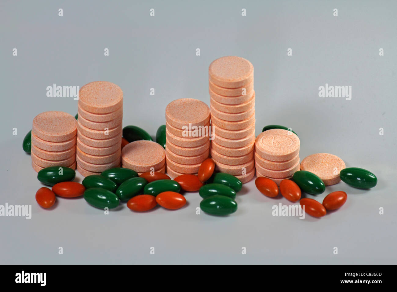 Stack di tablet con grafico a barre Foto Stock