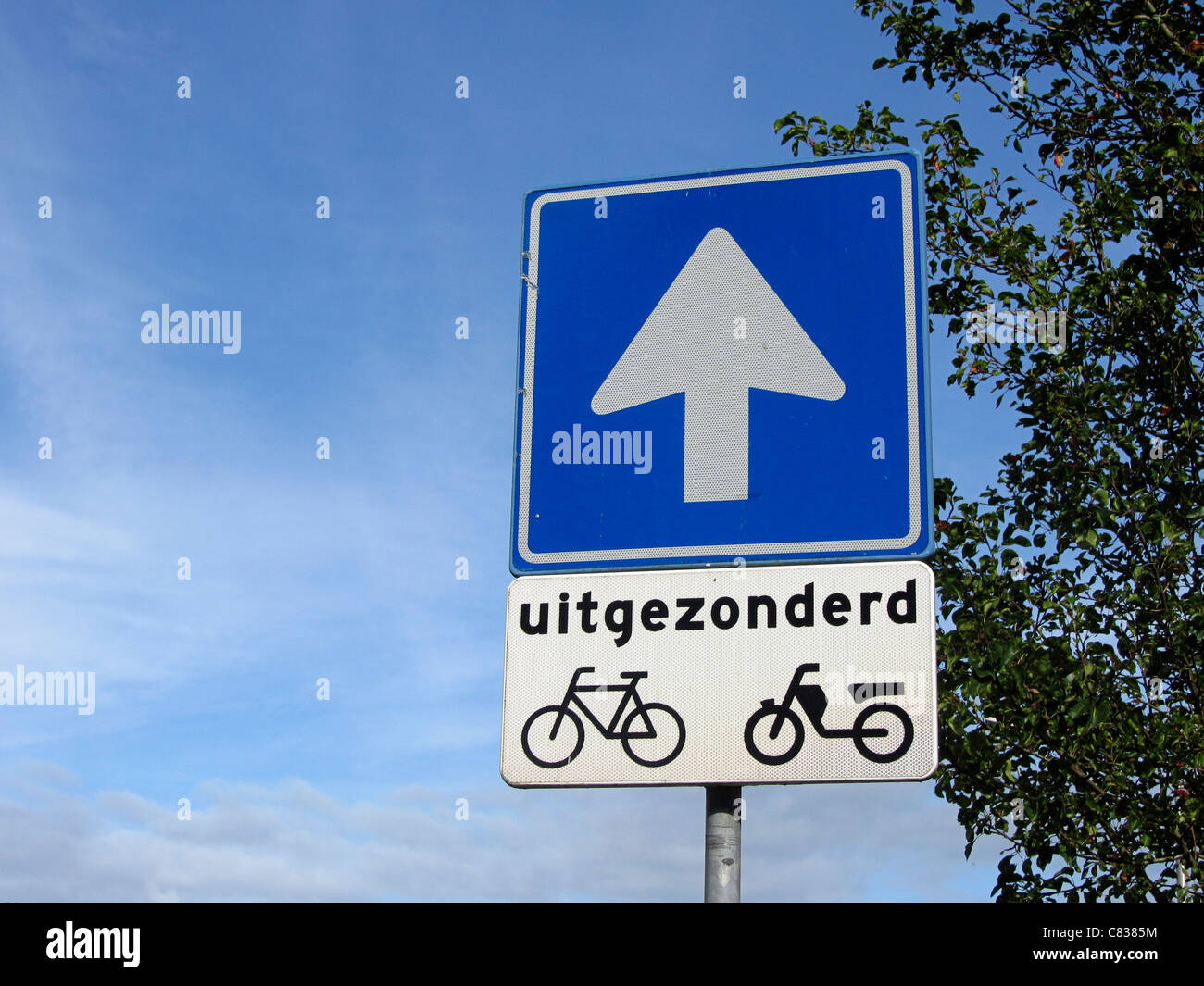 Un modo in cui il traffico tranne per biciclette e ciclomotori, Alblasserdam, Paesi Bassi Foto Stock