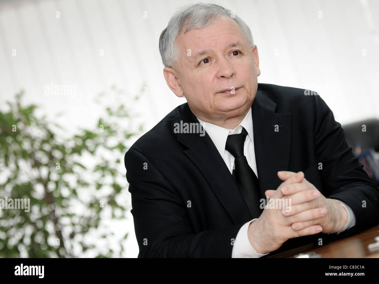 Ex primo ministro polacco, leader delle destre, partito conservatore Diritto e Giustizia (PI) - Jaroslaw Kaczynski Foto Stock