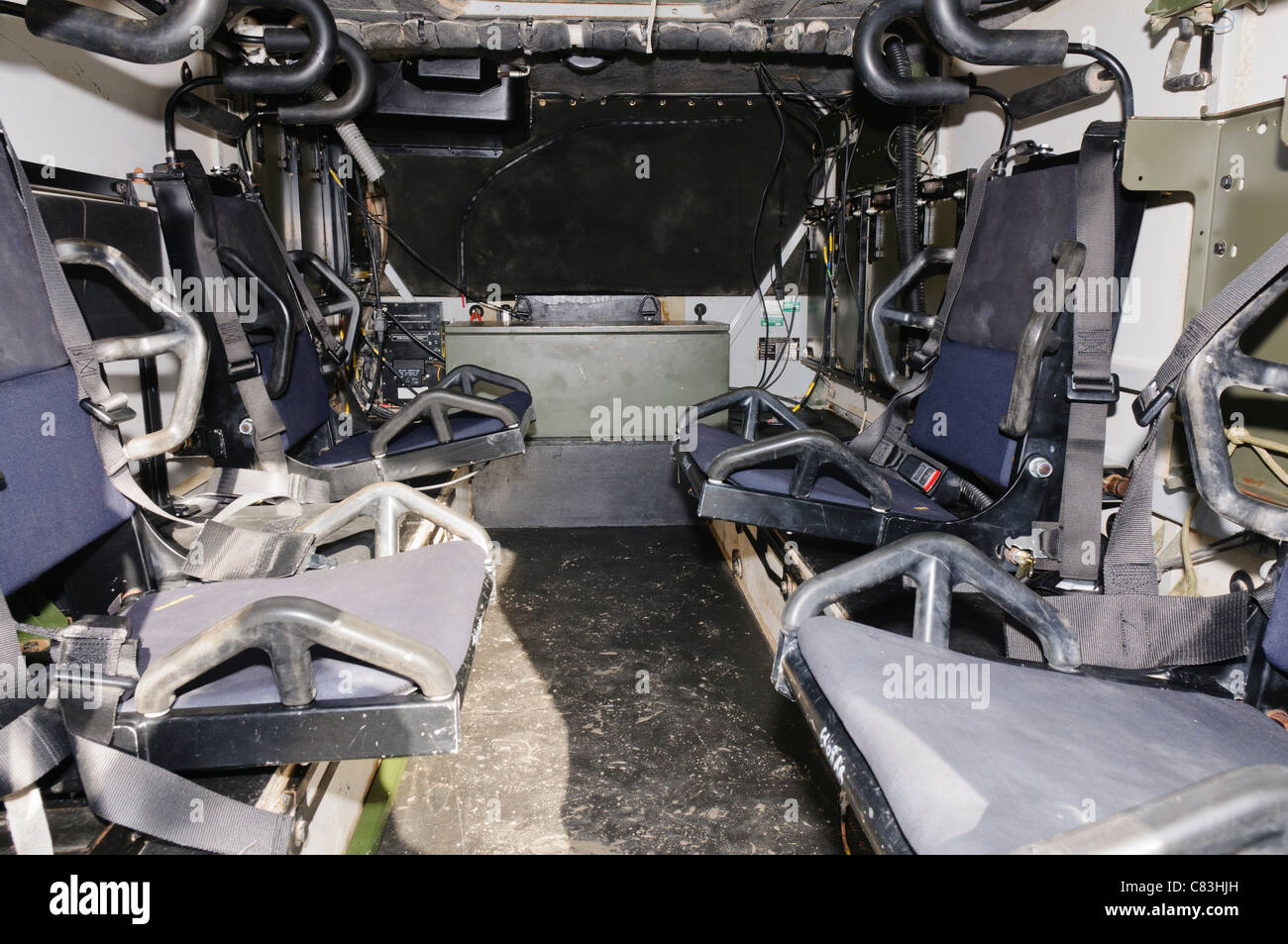 All'interno di un vettore blindato di trasporto di personale Foto Stock