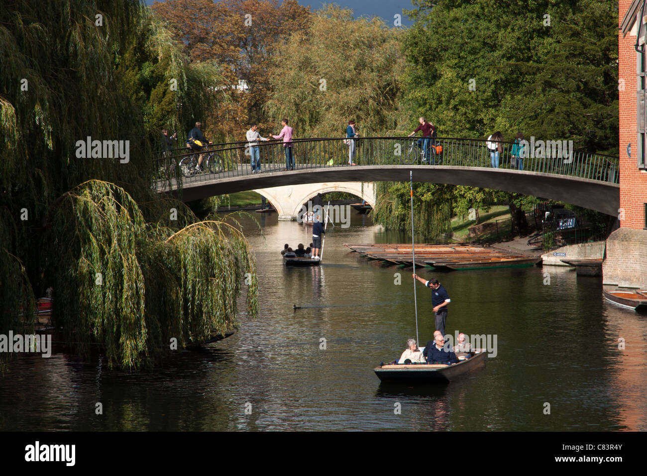 Punting sul fiume Cam Cambridge Foto Stock