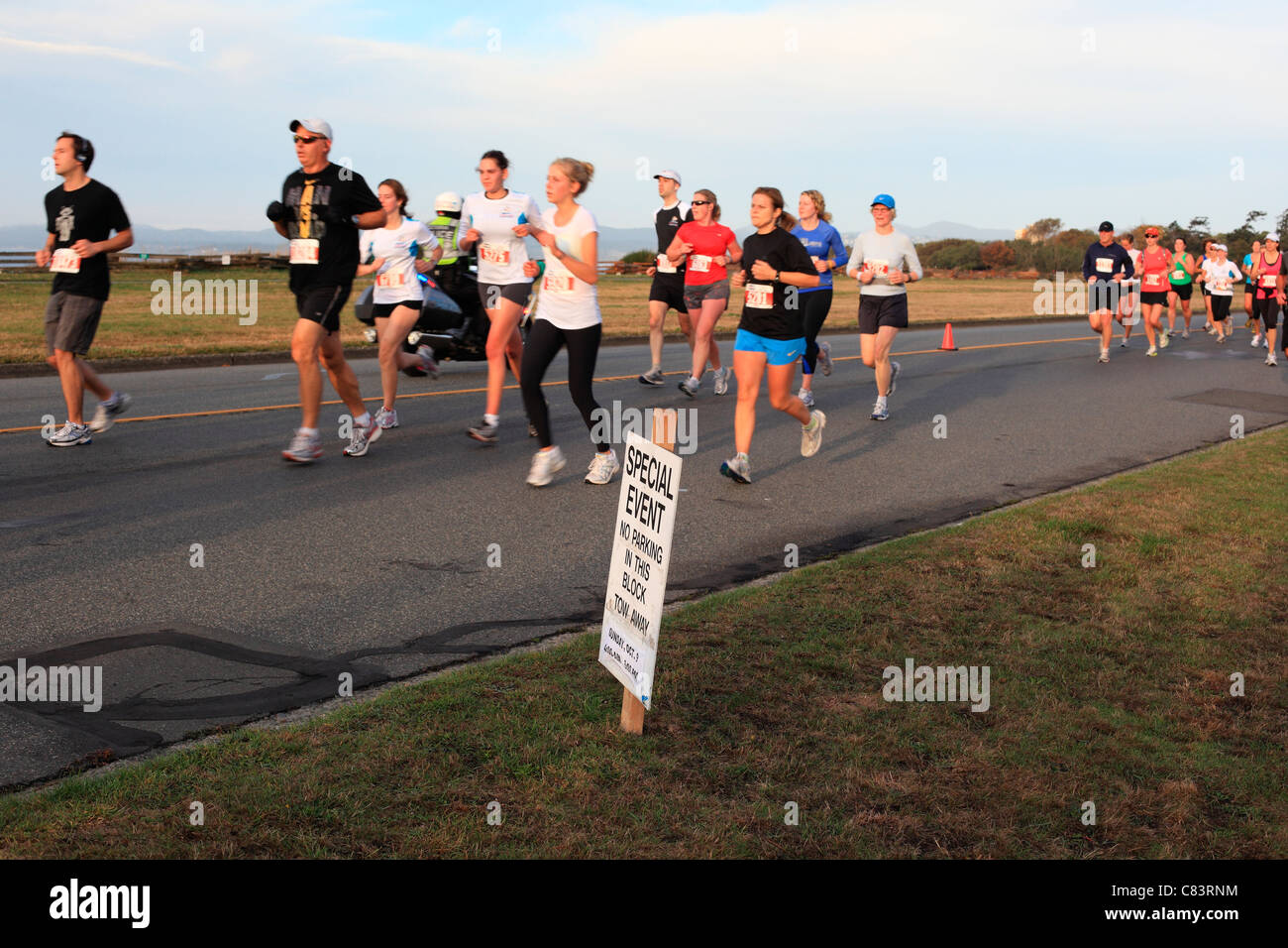 Guide di scorrimento in vita buona maratona di fitness in Victoria BC Foto Stock