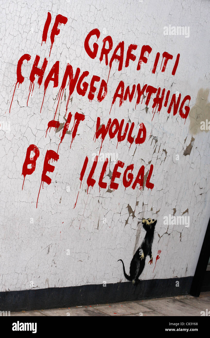 Banksy graffiti su un central London Wall Foto Stock