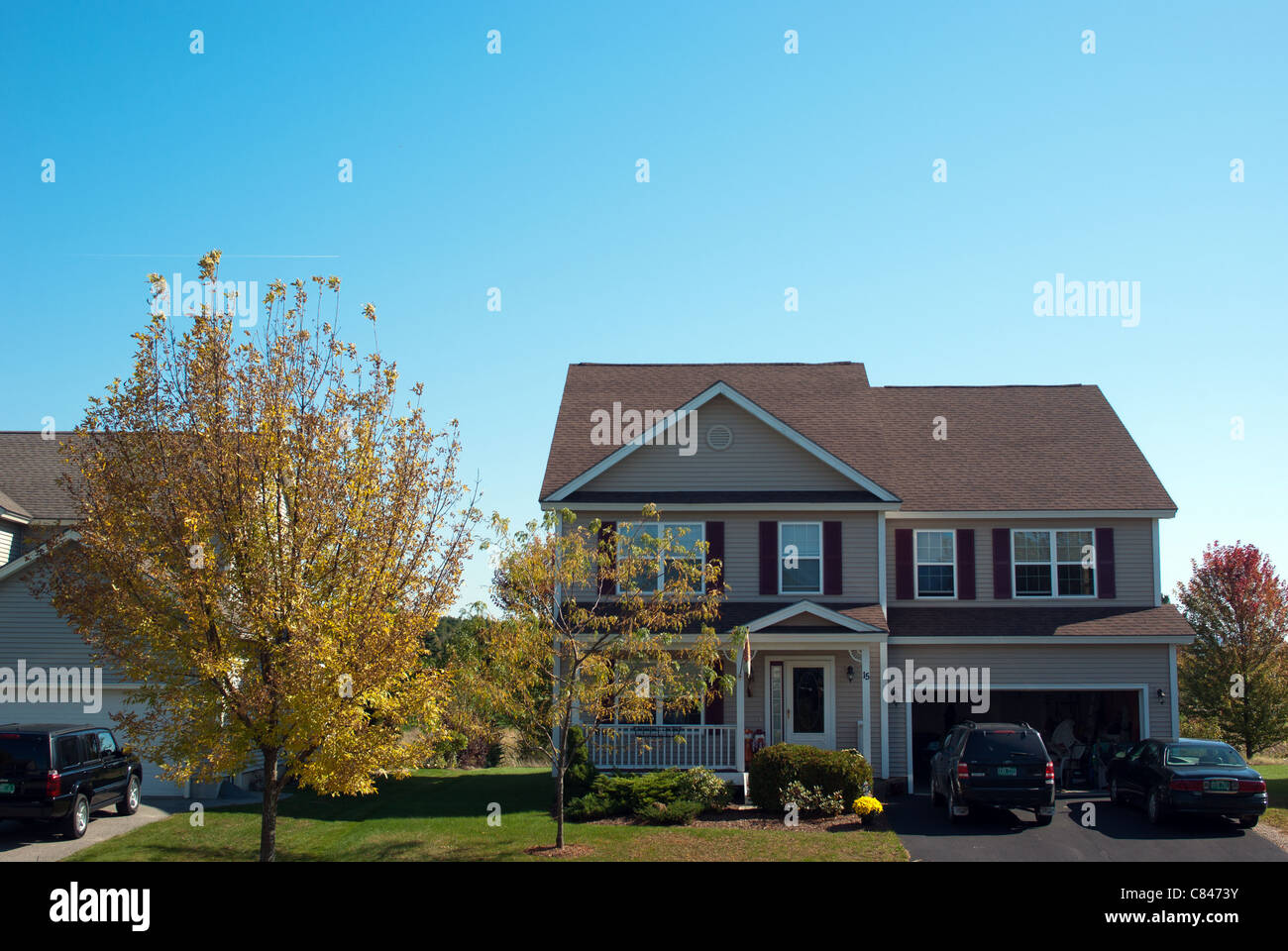 Bella casa americana durante il giorno di autunno caldo, South Burlington, Vermont USA Foto Stock