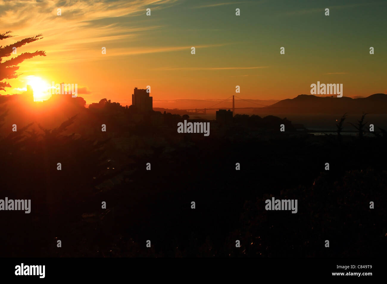 Un tramonto baia Foto Stock