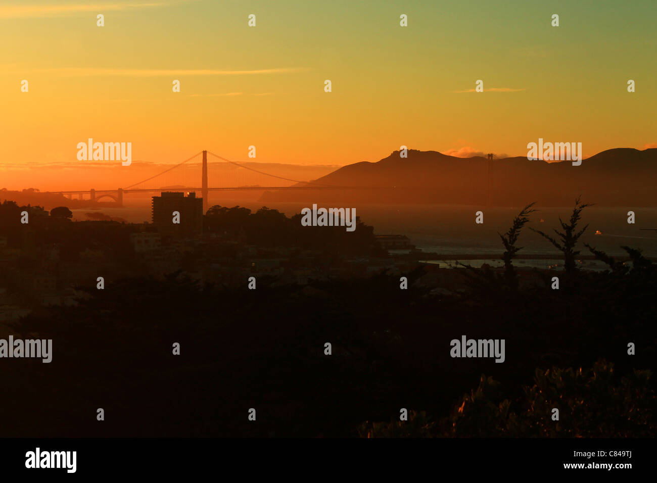 Il Golden Gate Tramonto Foto Stock