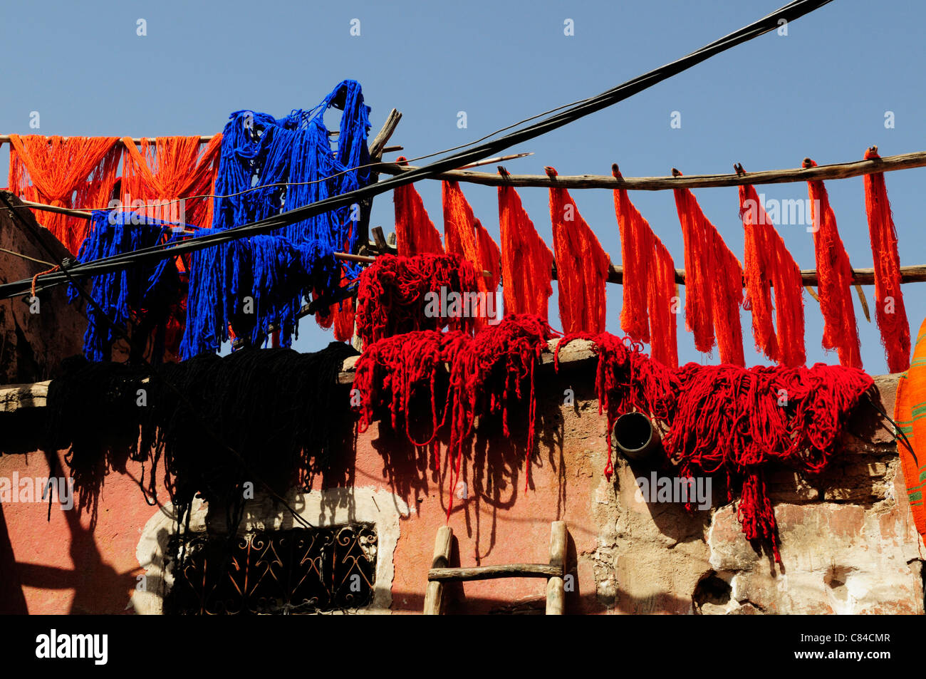 Souk des Teinturiers ,il Dyer souk di Marrakech, Marocco Foto Stock