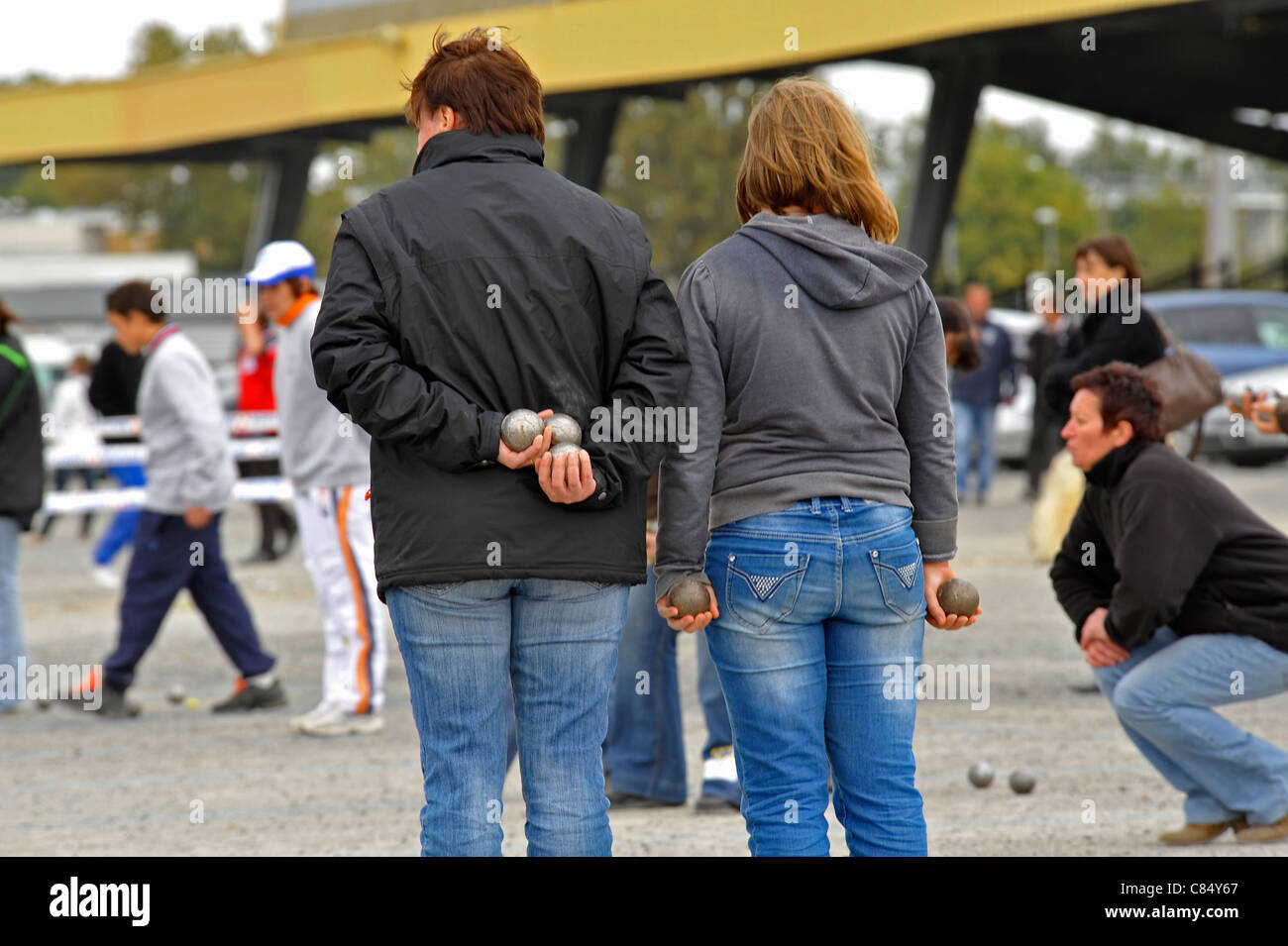 Francese campionati di bocce,Parthenay,Deux-Sevres,Francia. Foto Stock