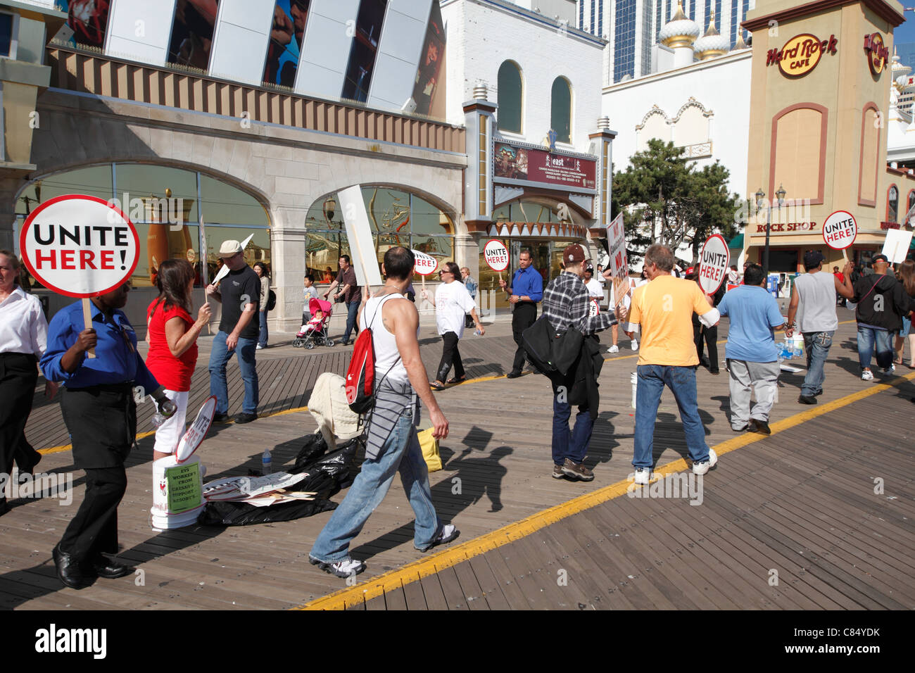 La protesta del lavoro nella parte anteriore del Resort Casino, Atlantic City, New Jersey Foto Stock