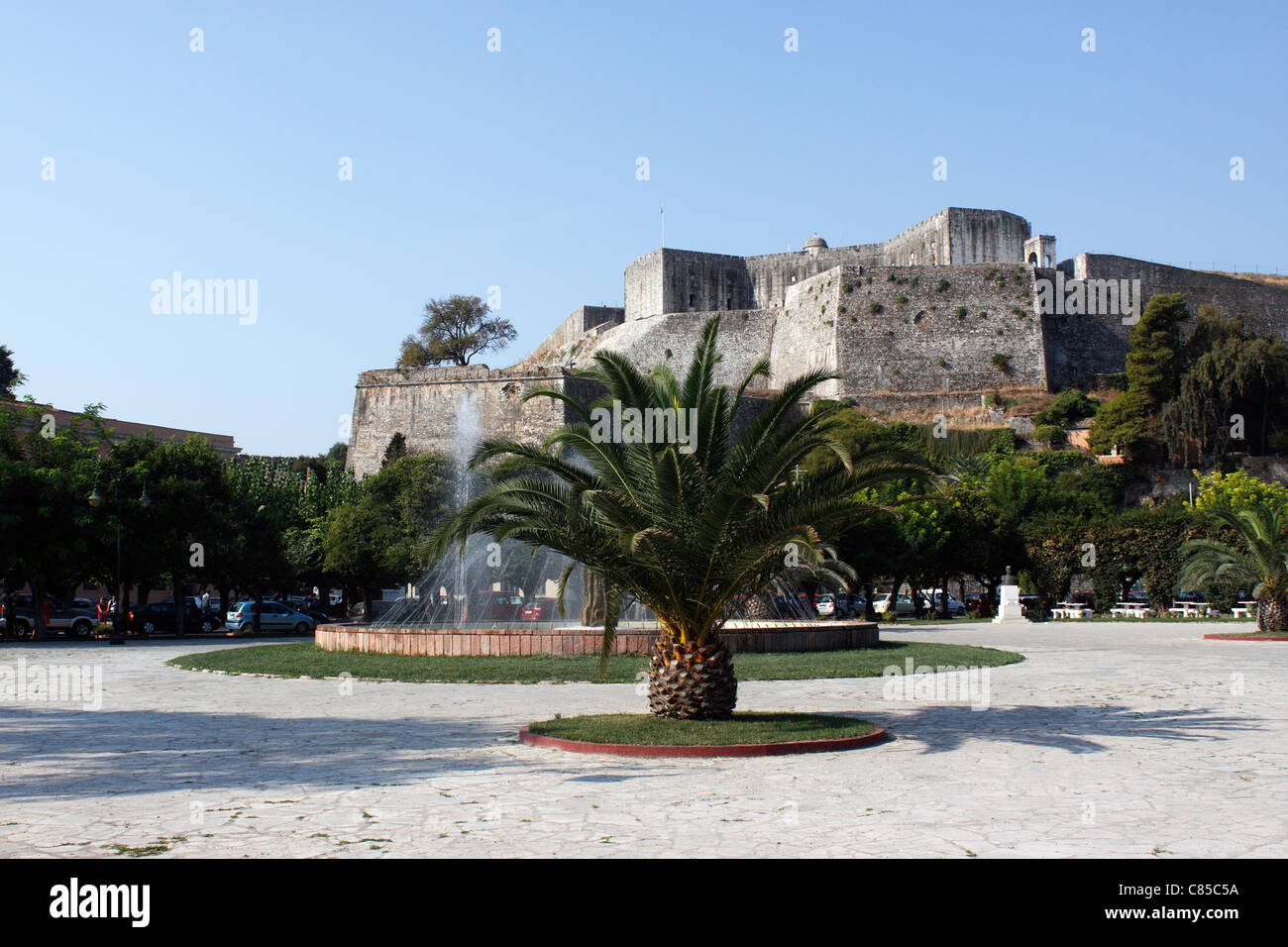 La nuova fortezza e quadrato. La città di Corfù. Corfù. Foto Stock