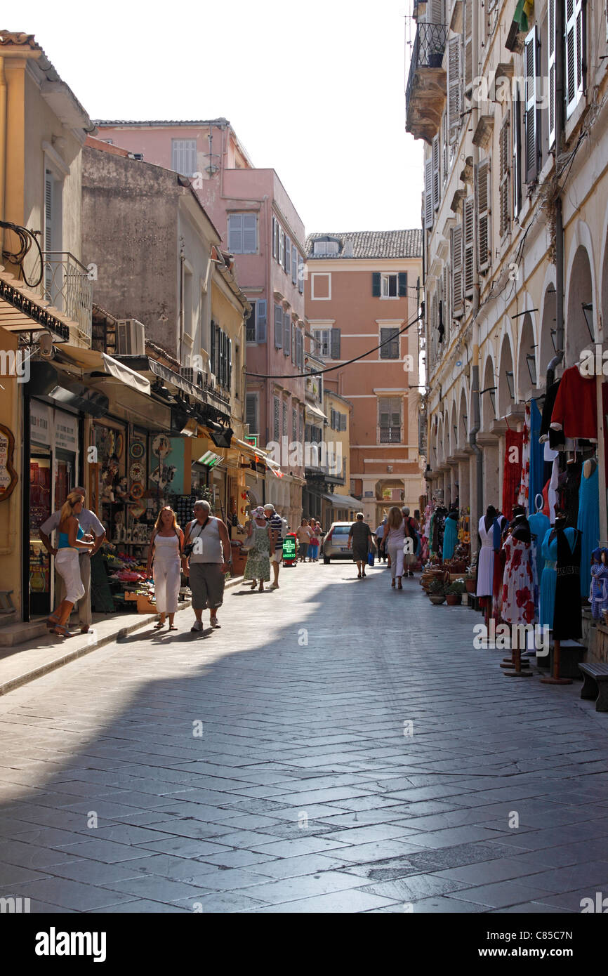 CORFU OLD TOWN. NIKIFOROU THEOTOKI AREA. Corfù isole greche. Foto Stock