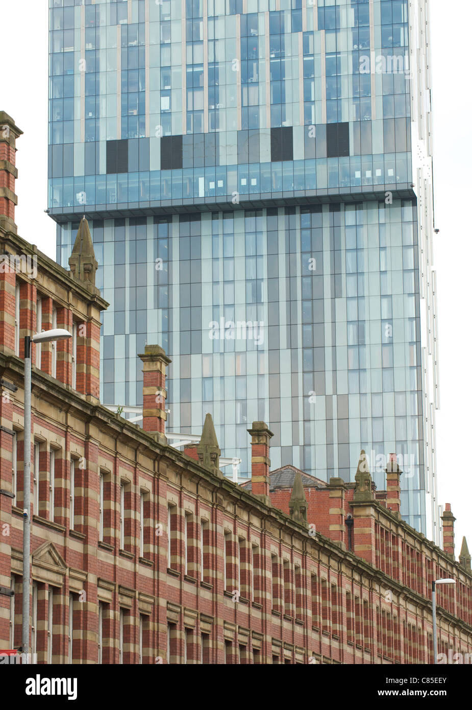 MANCHESTER BEETHAM TOWER/HILTON HOTEL, dalla Deansgate Foto Stock