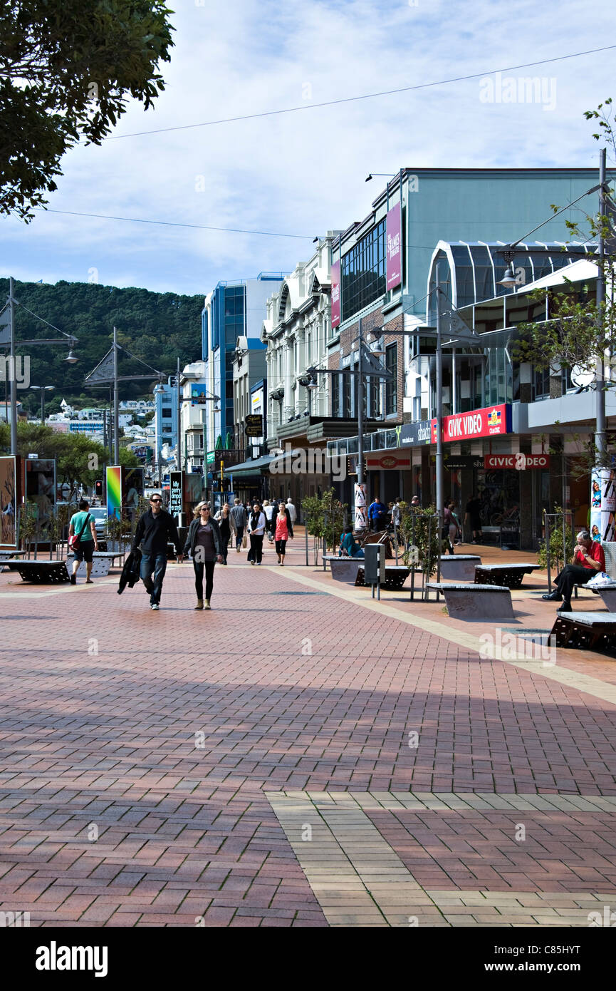 Parte dell'Area dello Shopping di Courtenay Place off Taranaki Street Wellington Isola del nord della Nuova Zelanda Foto Stock