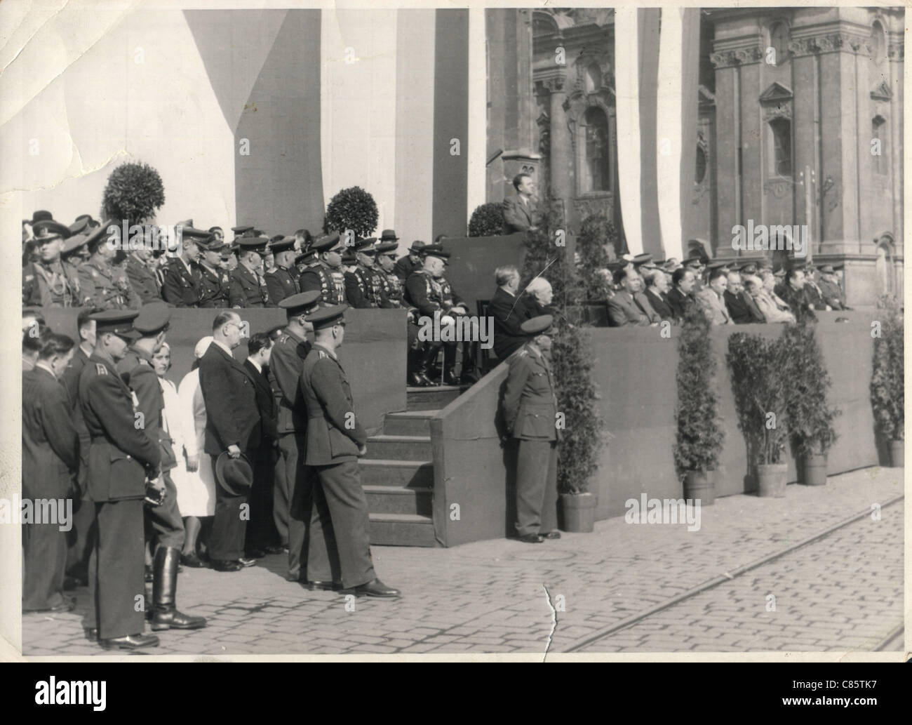 Parata militare nella piazza di Stalin a Praga, Cecoslovacchia. Foto di archivio. Foto Stock