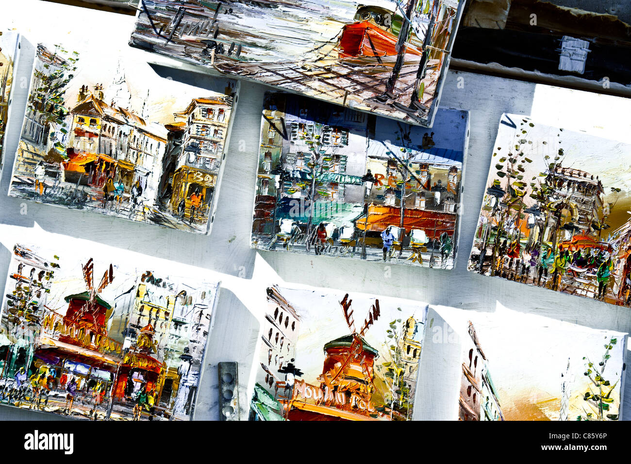 In tela. Place du Tertre. Montmartre. Parigi, Francia, Europa. Foto Stock