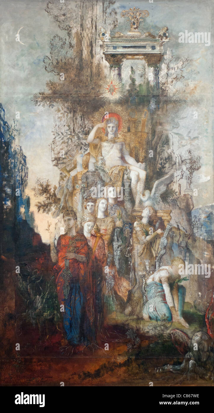 Gustave Moreau Les Muses quittent Apollon, leur Père, pour aller éclairer Le Monde. Al Museo Gusteve Moreau - Parigi Foto Stock