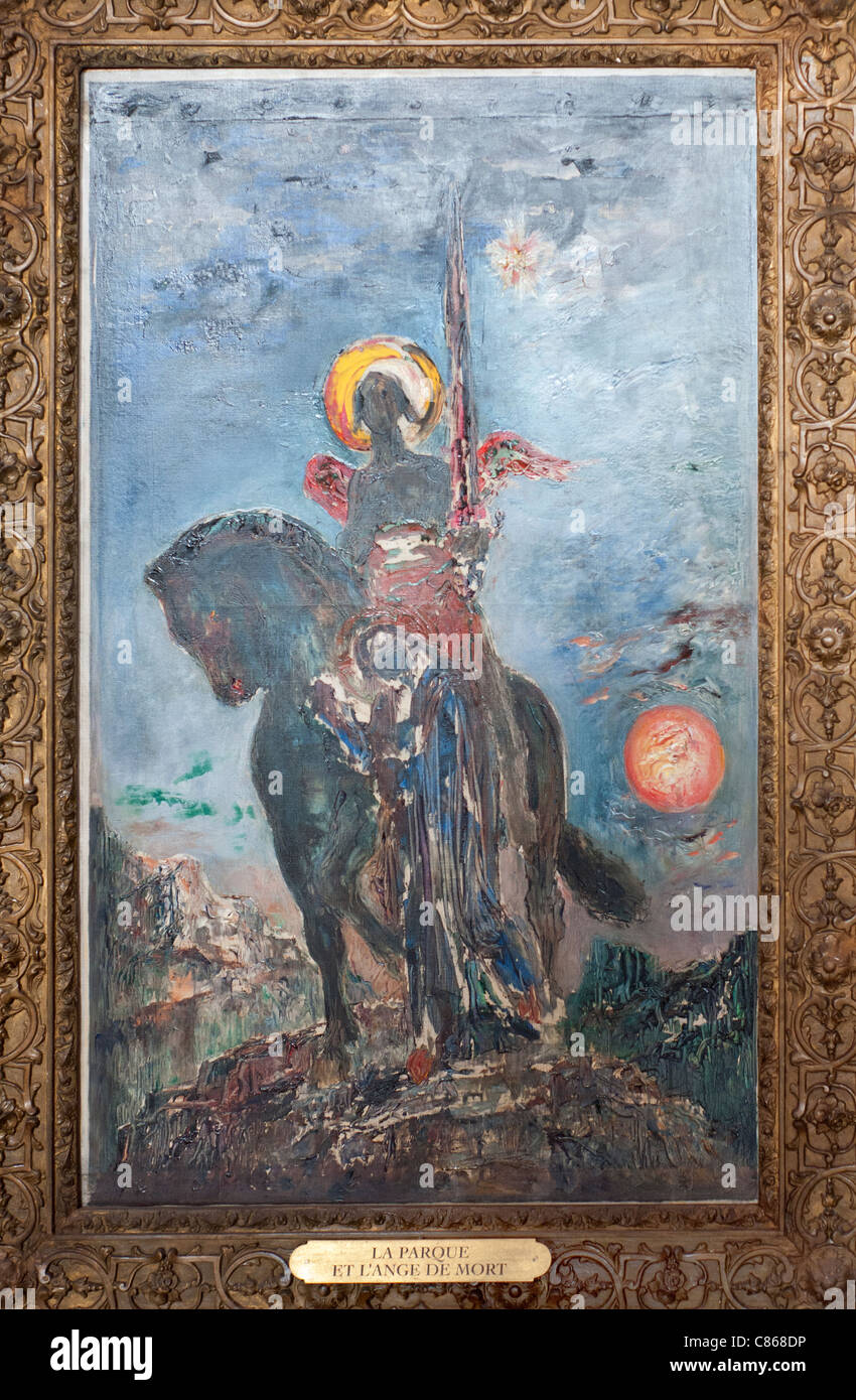 Gustave Moreau La Parque et l'Ange de Mort - Parque e l'angelo della morte. Al Museo Gusteve Moreau - Parigi Foto Stock