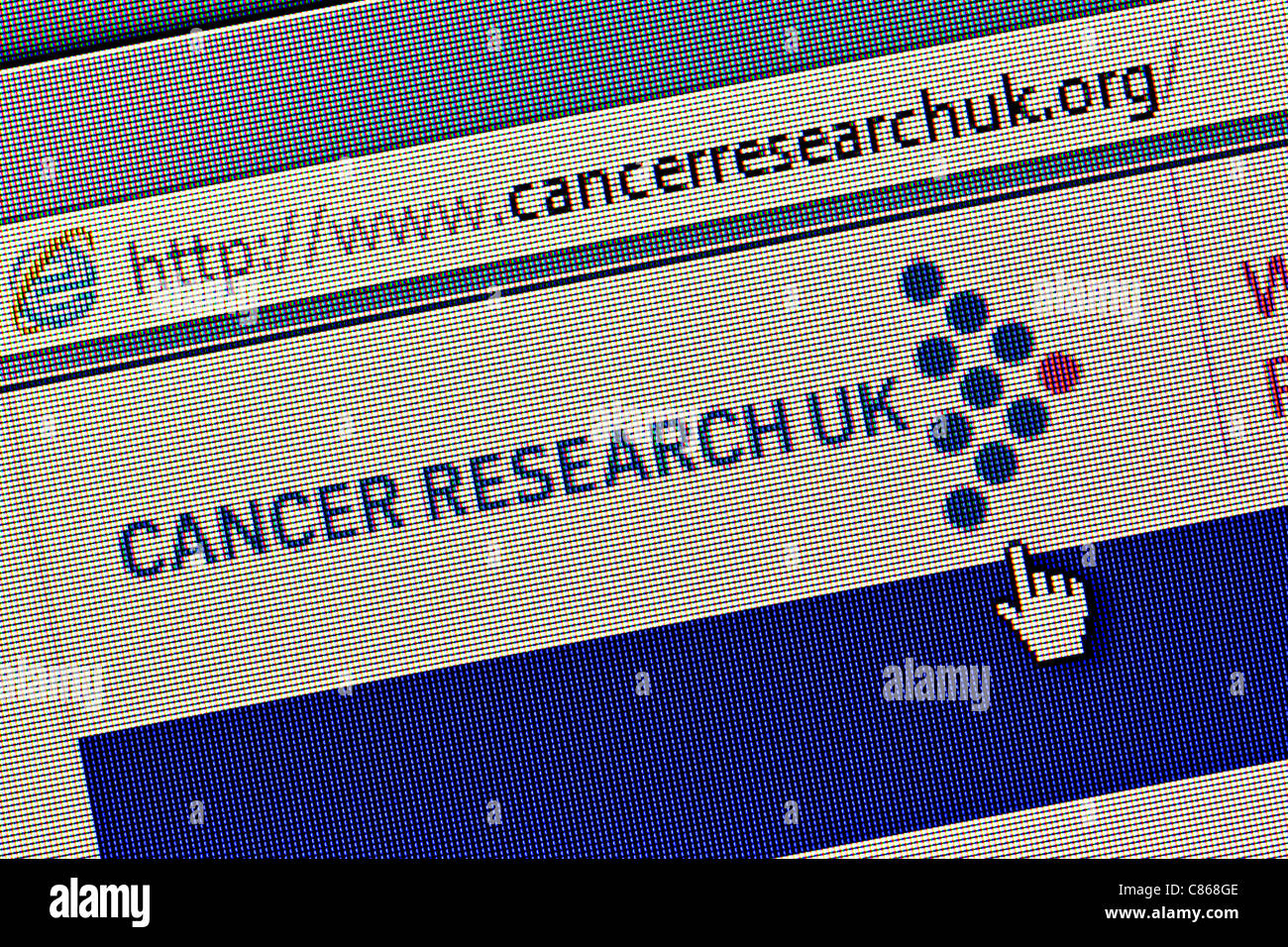 La ricerca sul cancro e il logo sito close up Foto Stock