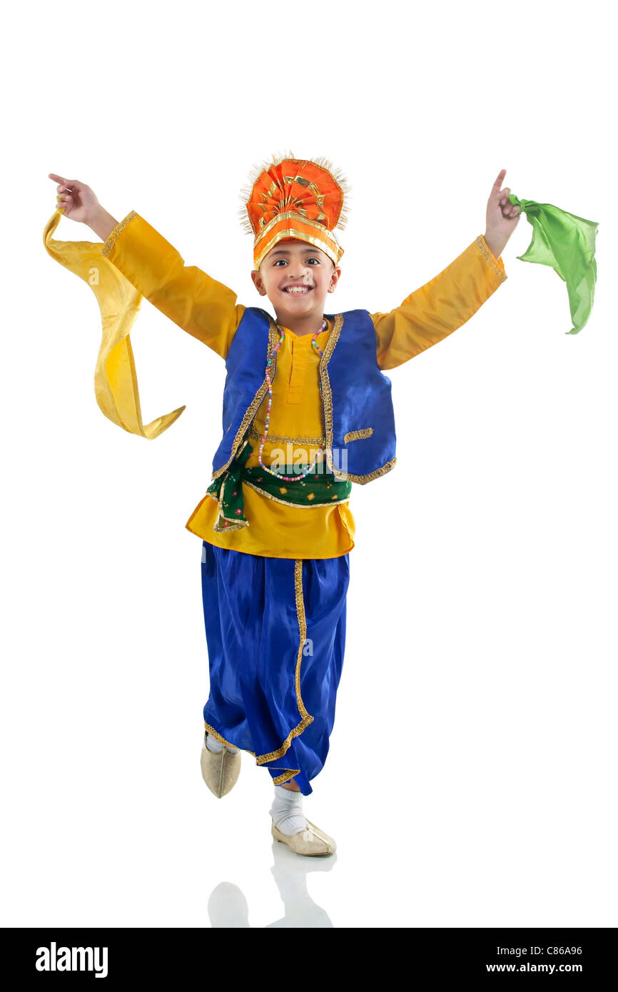 La religione sikh boy dancing Foto Stock