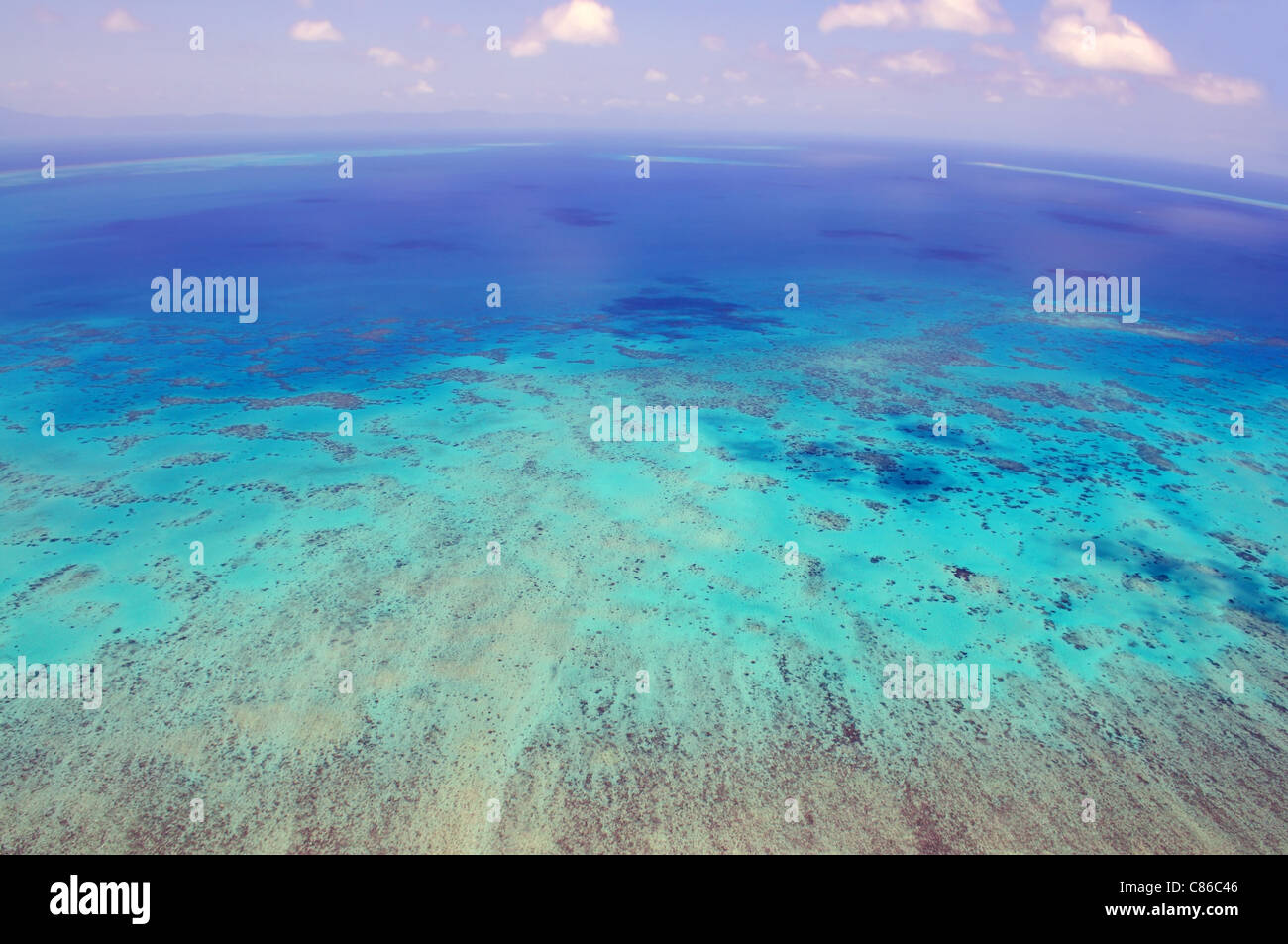 La Grande Barriera Corallina, Cairns Australia, visto da sopra Foto Stock