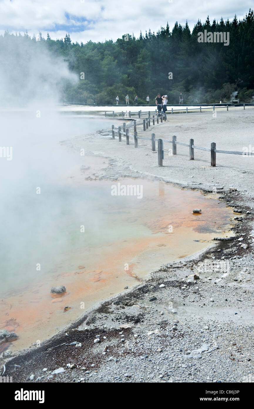 Il pool di Champagne e battuta di agglomerato Wai-O-Tapu Thermal Wonderland Rotorua Isola del nord della Nuova Zelanda NZ Foto Stock