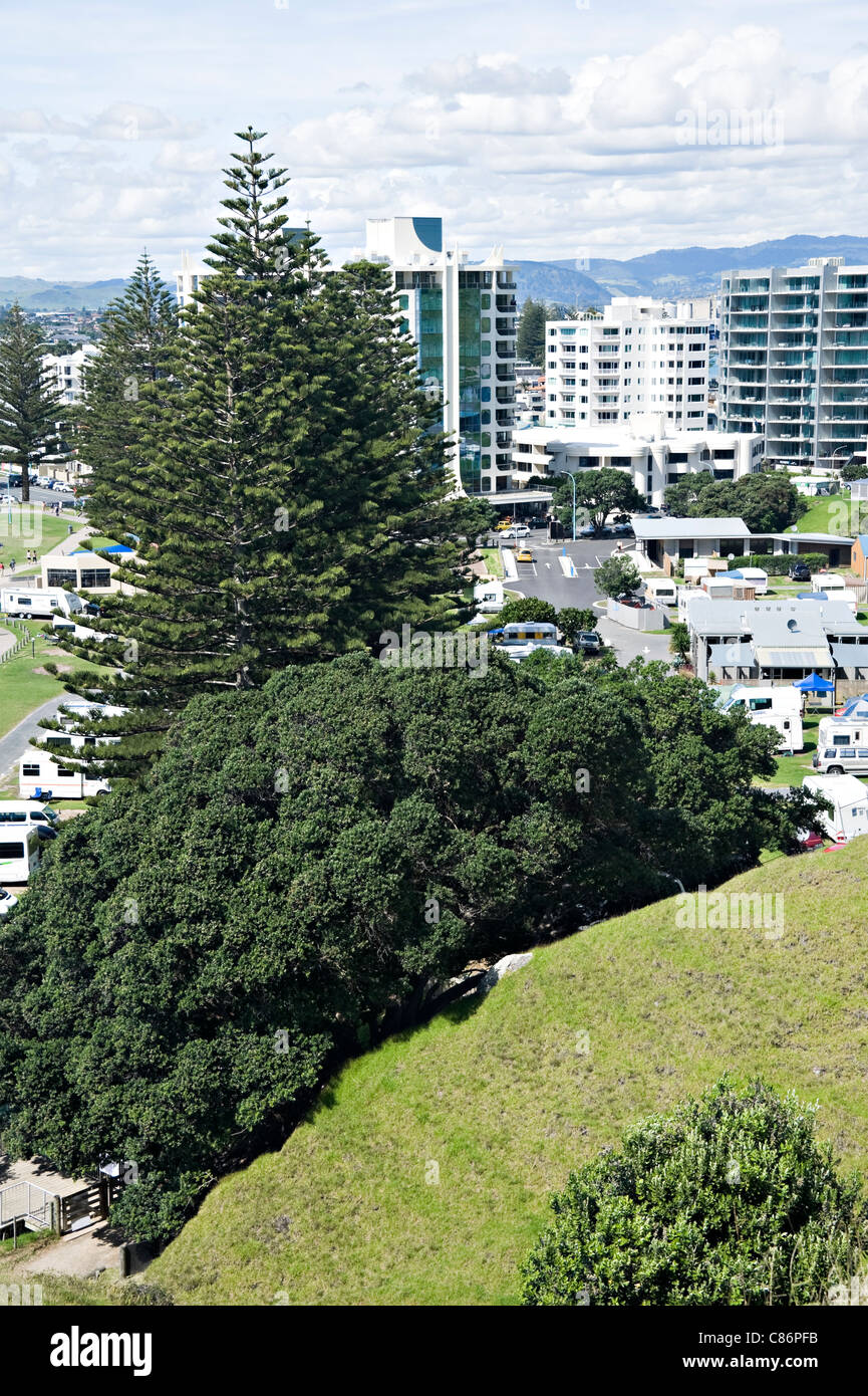 La città costiera di Mount Maunganui nella Baia di Planty Isola del nord della Nuova Zelanda NZ Foto Stock