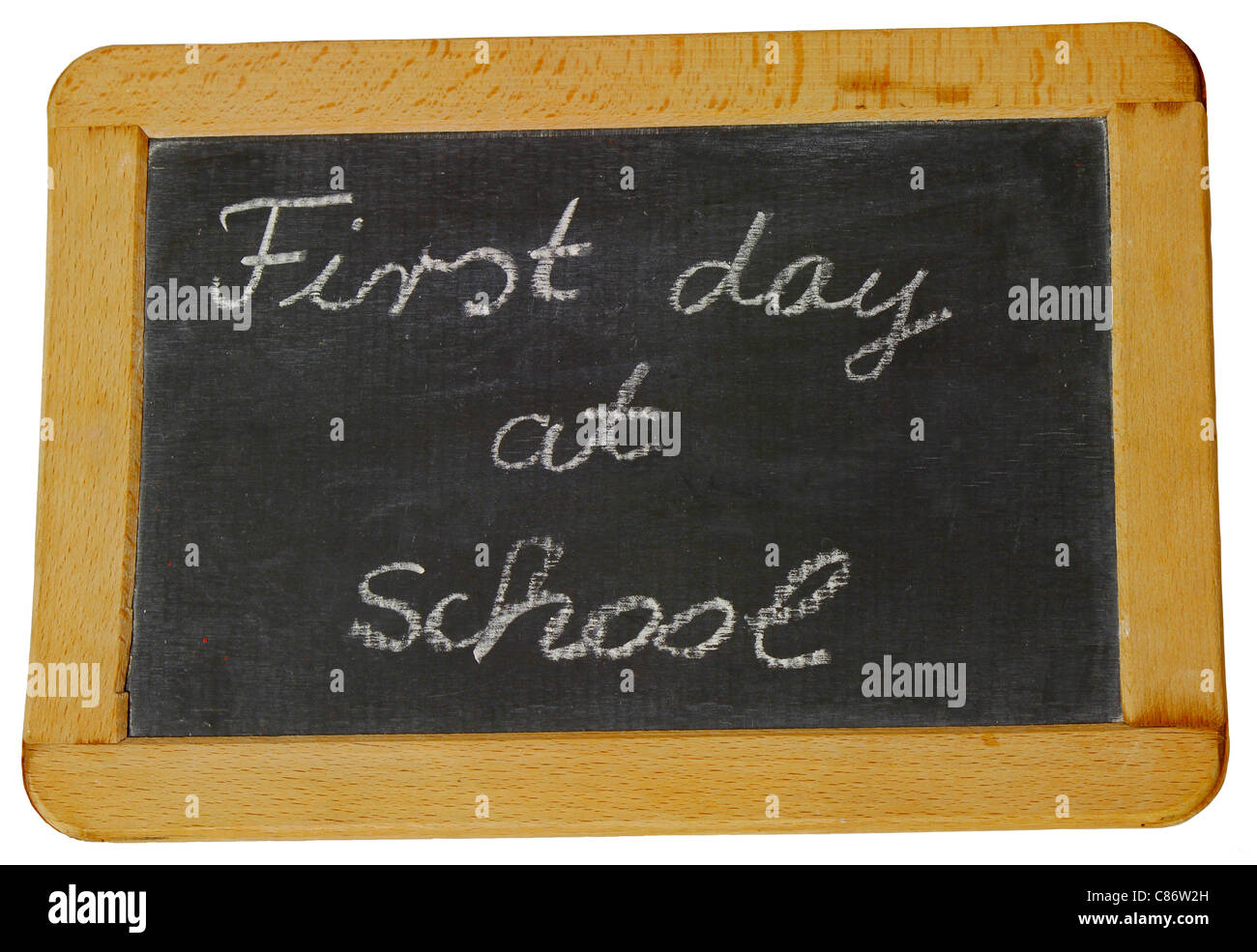 Una lavagna nera scritta con Chalk Foto stock - Alamy