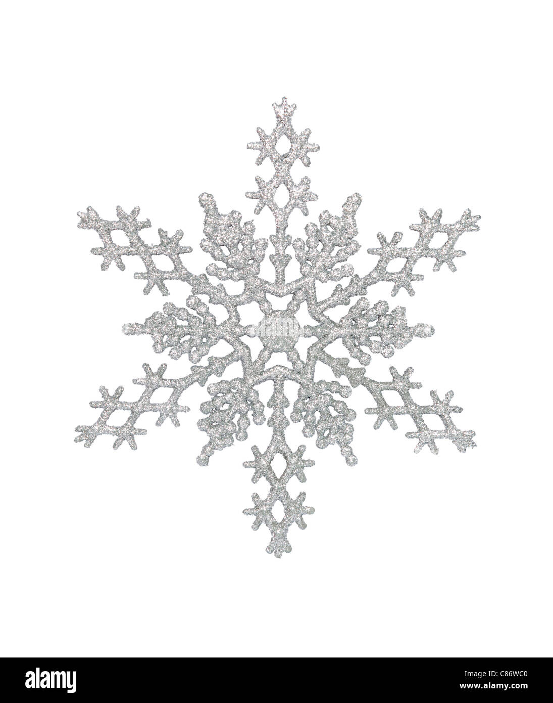 Il simbolo del fiocco di neve in argento, isolata w/percorso di clipping Foto Stock