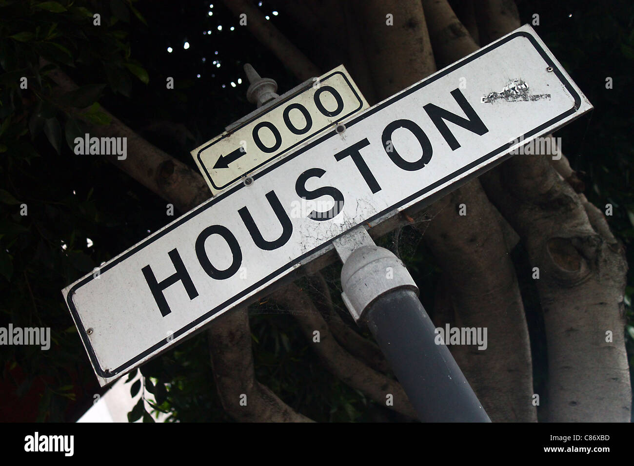 Un segno di Houston Street a San Francisco Center Foto Stock