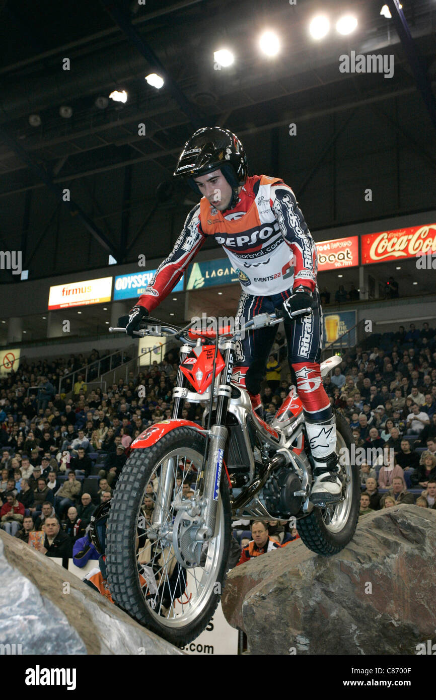 Antonio Bou dalla Spagna in azione sul suo Beta bike a Belfast round del  Trial Indoor campionato del mondo vinto da Adam Raga dalla Spagna Foto  stock - Alamy