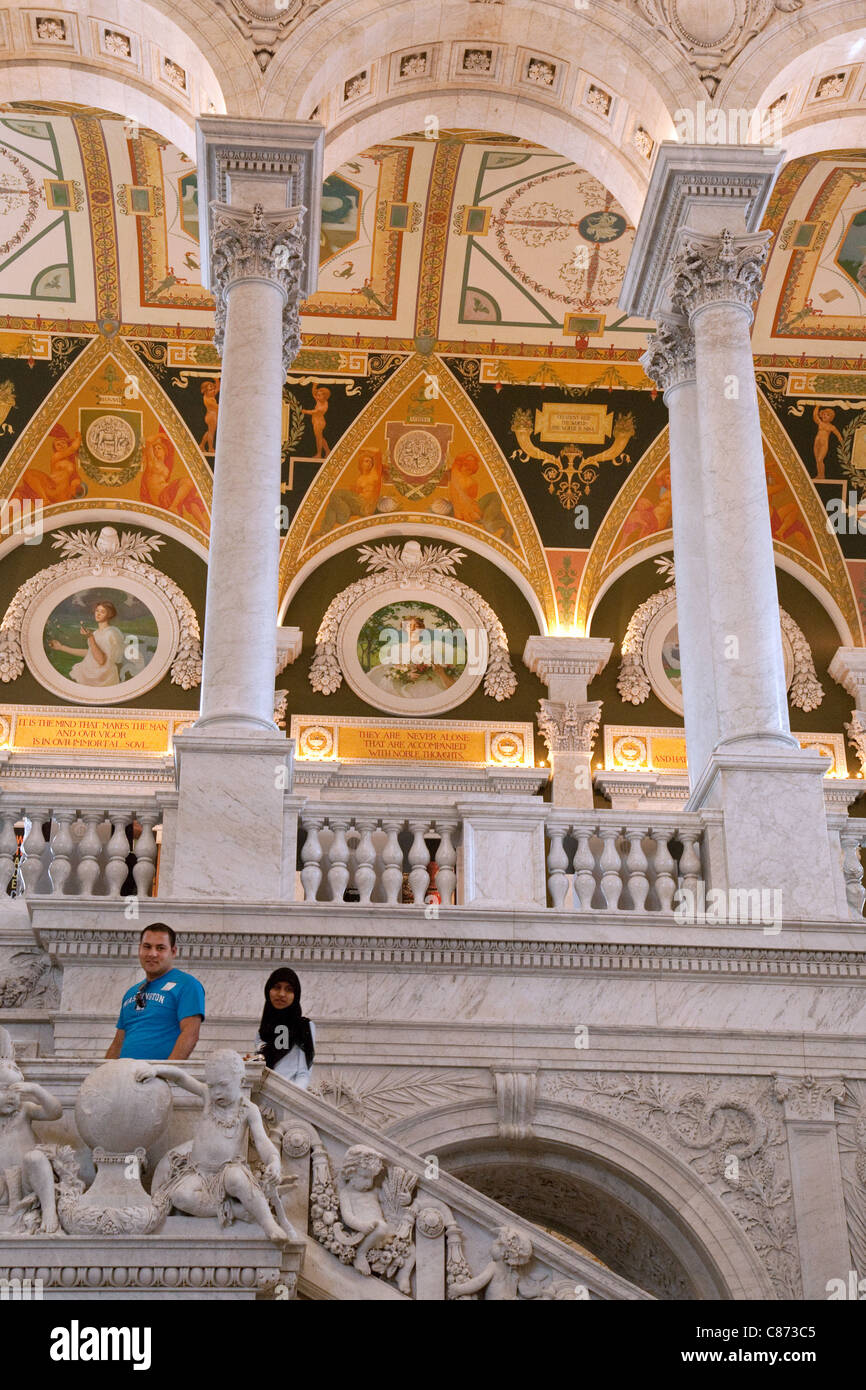 All'interno della National Library of Congress, Washington DC, Stati Uniti d'America Foto Stock