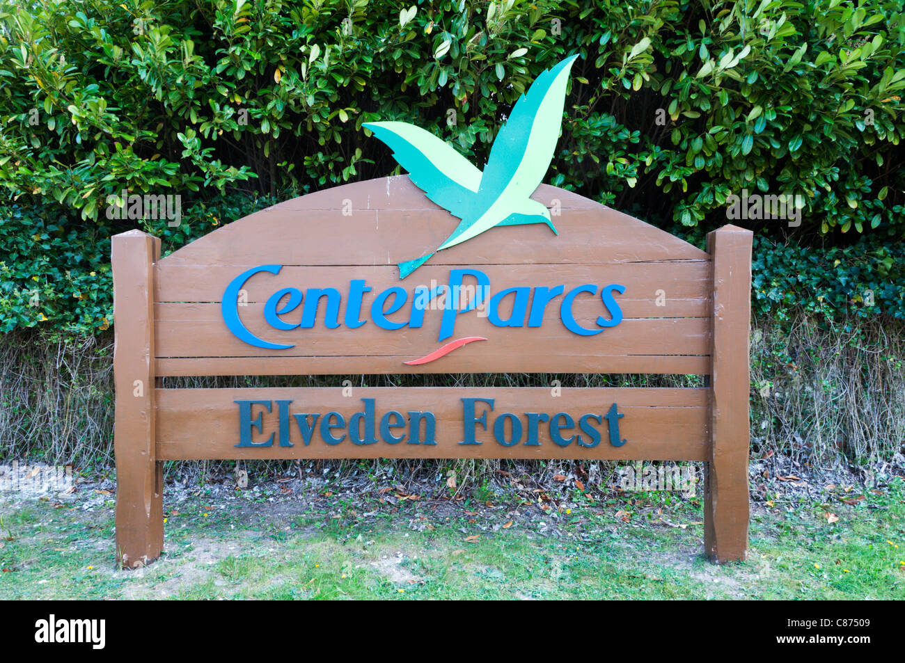 Un segno per Center Parcs a Elveden Forest Foto Stock