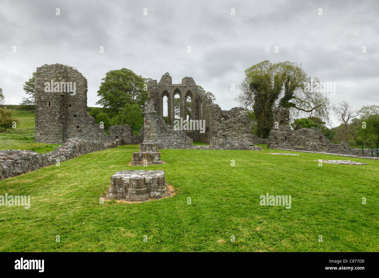 Regno Unito e Irlanda del Nord, County Down, Downpatrick, vista di rovinato Inch Abbey Foto Stock