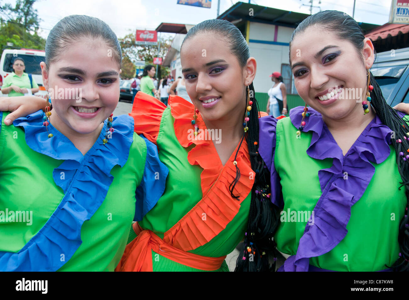 Costa Rican ragazze il giorno di indipendenza il Costa Rica Foto Stock