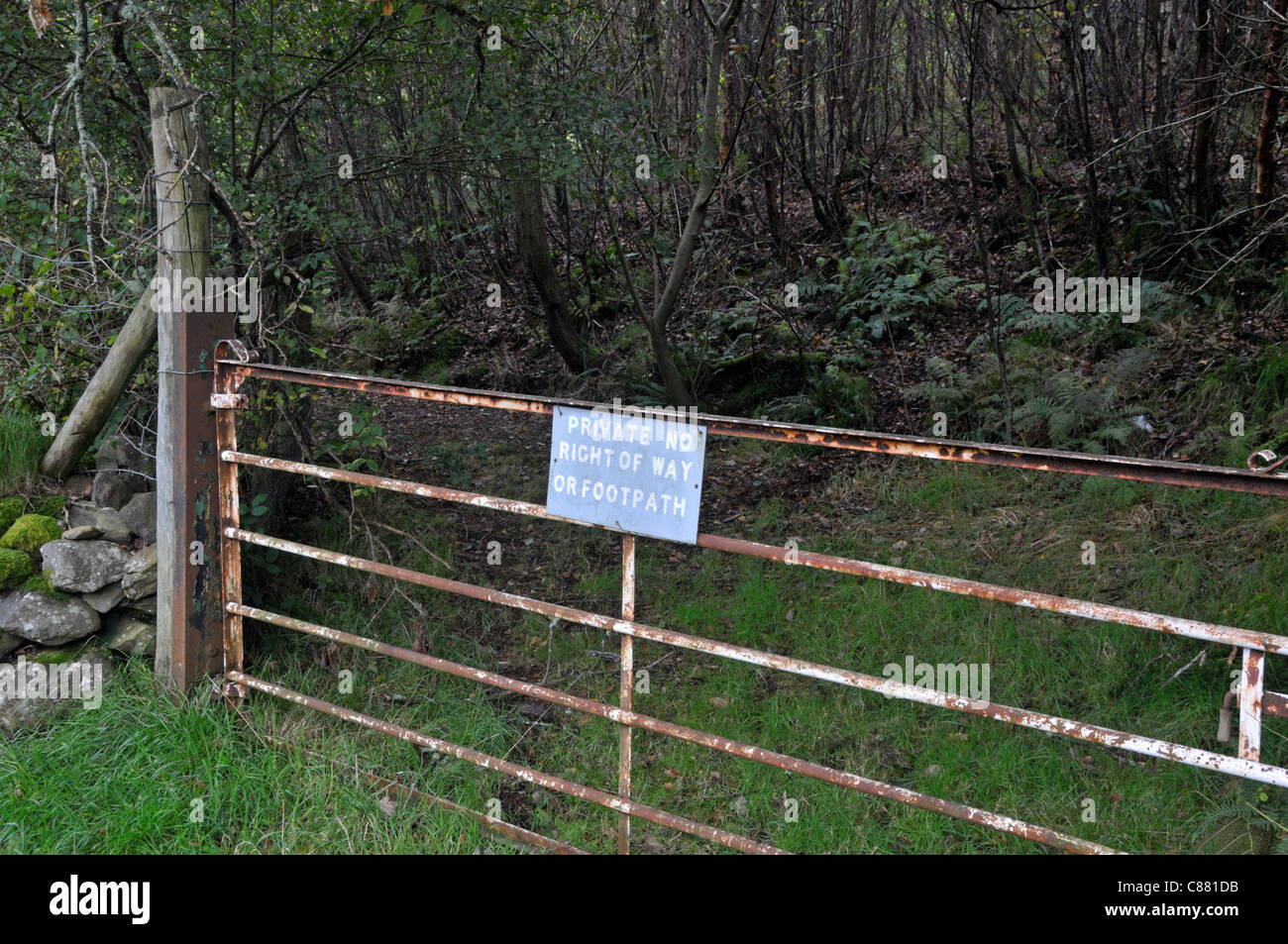 Privato, nessun diritto di modo segno, Parco Nazionale di Snowdonia, Wales, Regno Unito Foto Stock