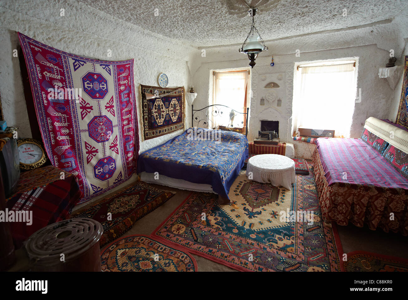 All'interno di un rock house di Uchisar, Cappadocia Turchia Foto Stock