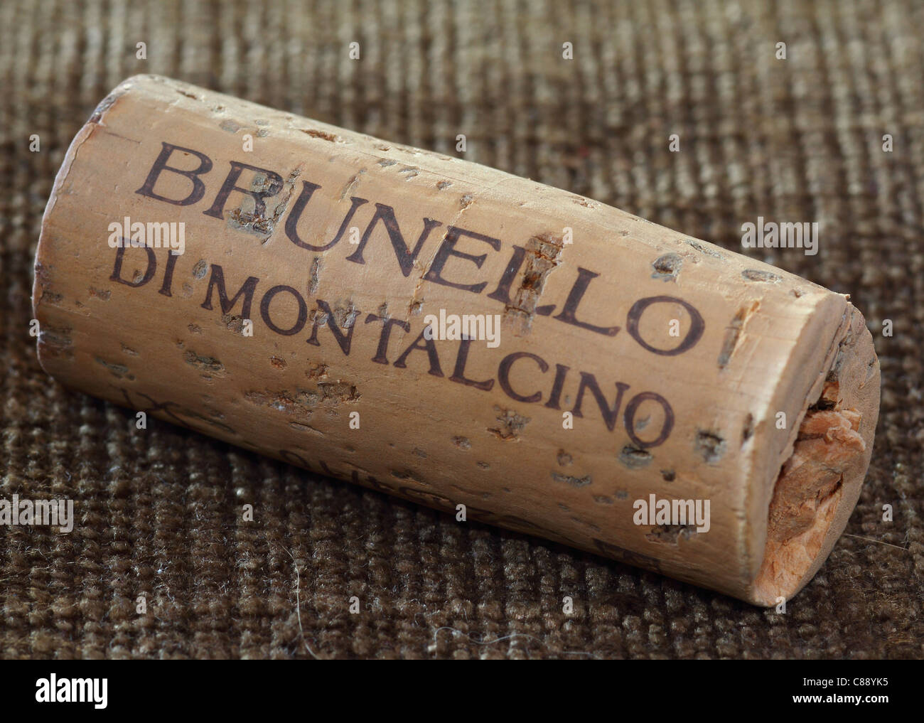 Il Brunello di Montalcino vino toscano tappo di sughero Foto Stock