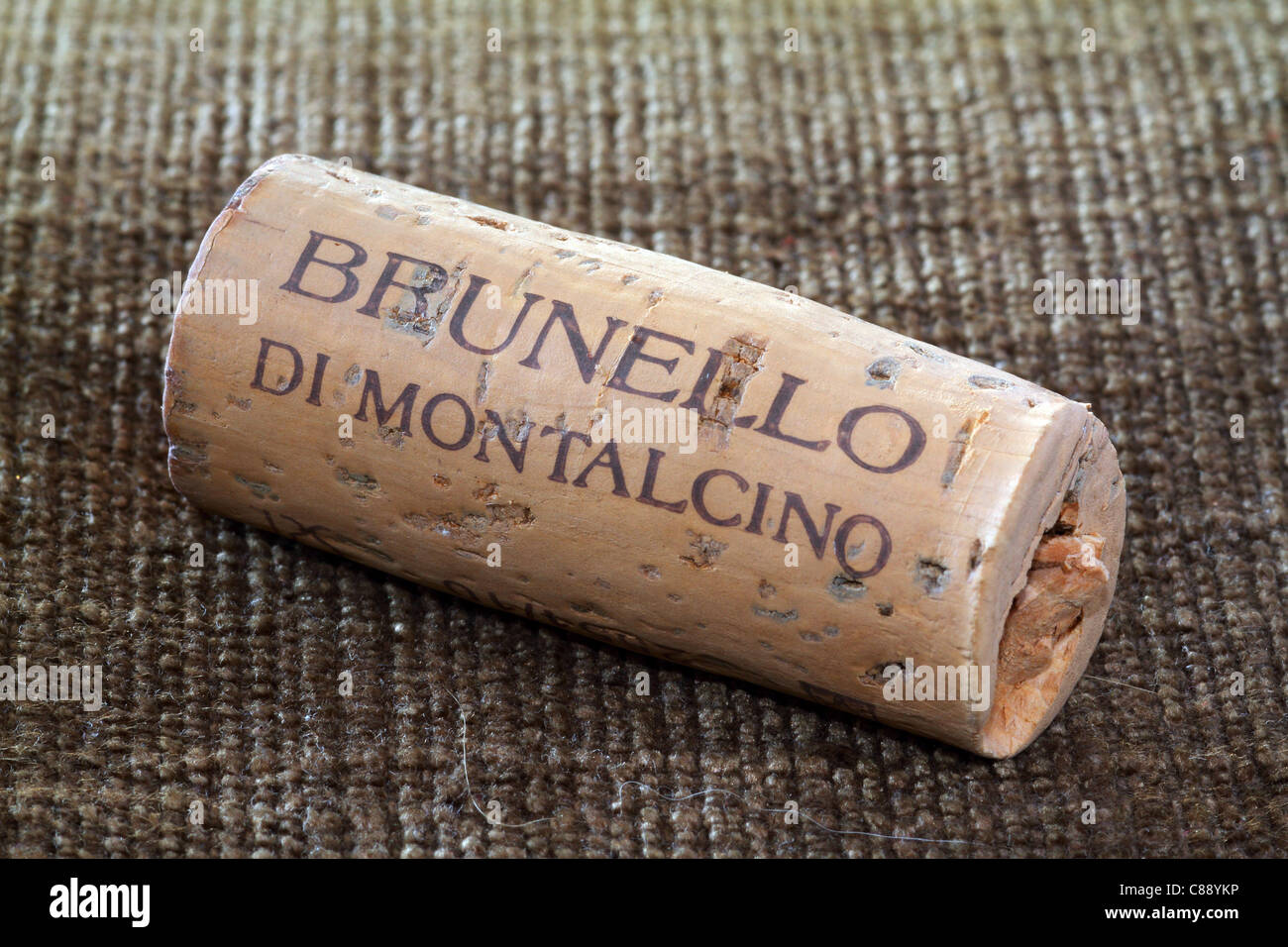 Il Brunello di Montalcino vino toscano tappo di sughero Foto Stock