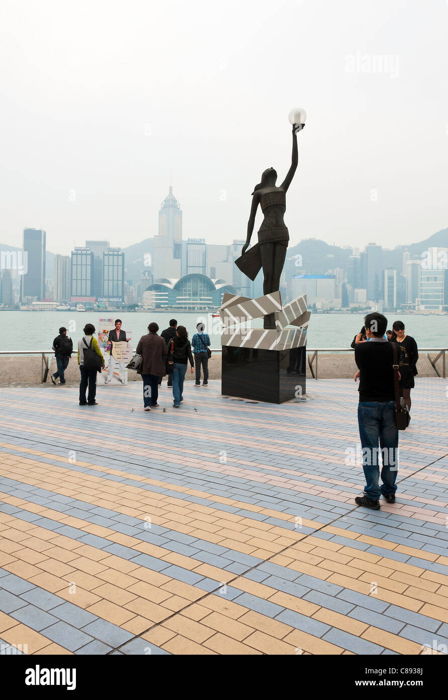 Il Viale delle stelle sul lungomare di Kowloon Hong Kong Cina Asia Foto Stock