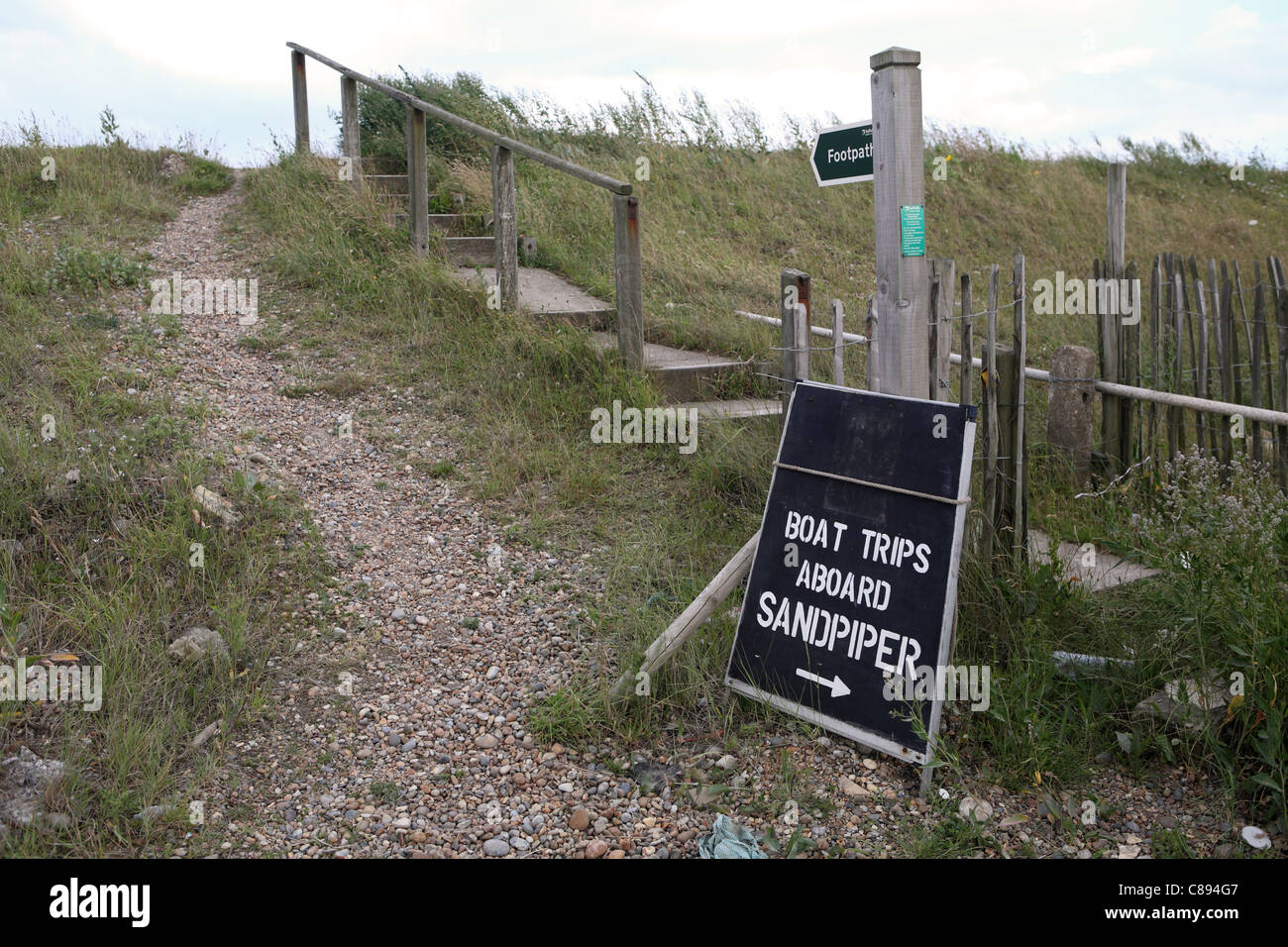 Lettura del segno - Gite in barca a bordo di Sandpiper, Salaughden, Aldeburgh, Suffolk, Regno Unito Foto Stock