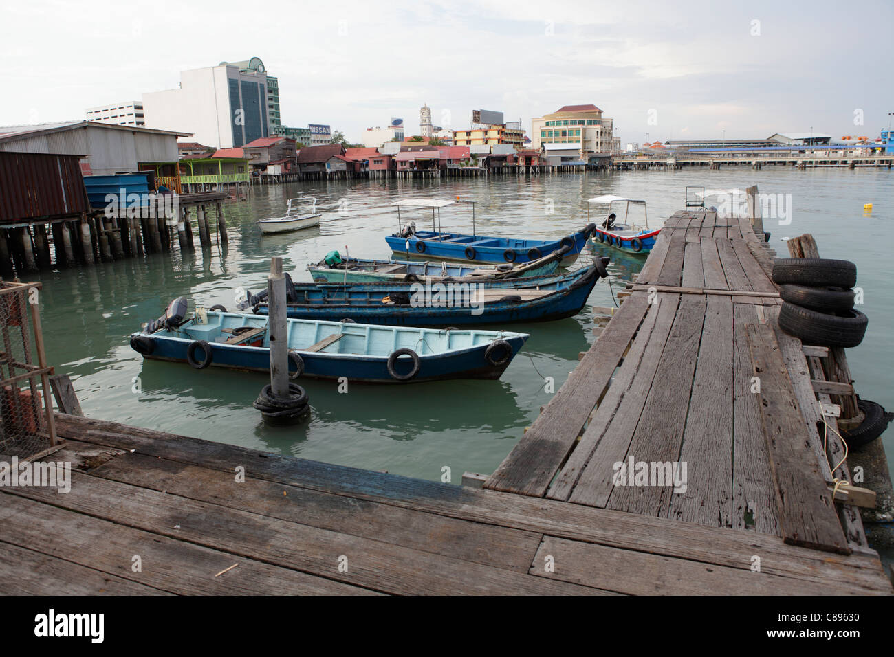 Imbarcazioni al clan saldare quay, Georgetown, Penang, Malaysia Foto Stock